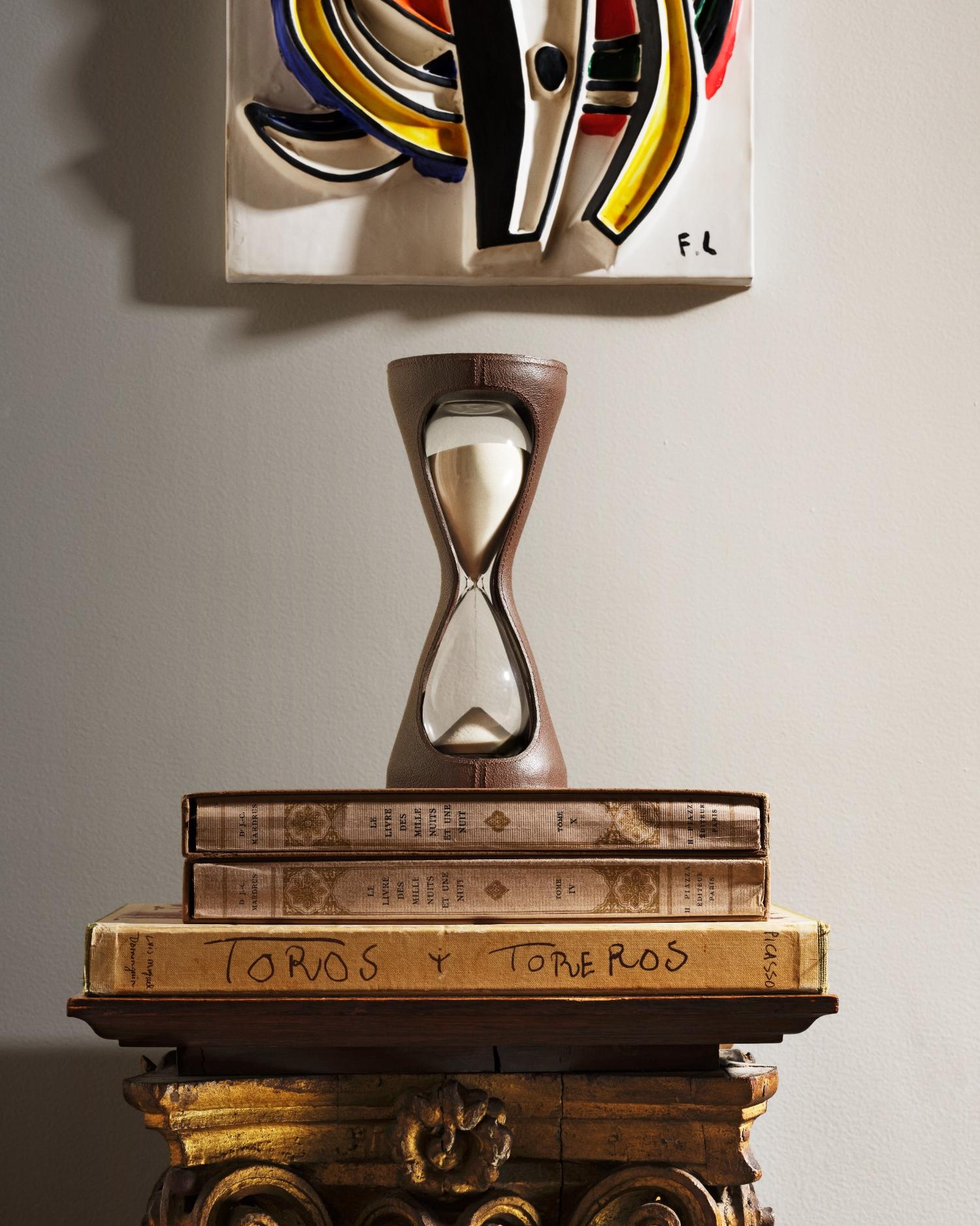 Luxury Glass Hourglass Timer in Leather | ASSOULINE AU